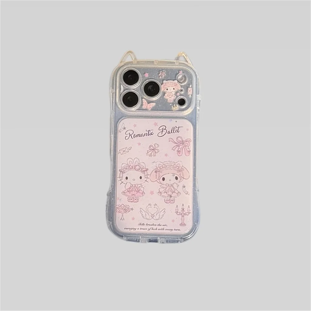 Cute cartoon Melody HelloKitty suitable for iPhone 17 Pro Max 14/15/16 13 Pro Max protective case anti fall all inclusive