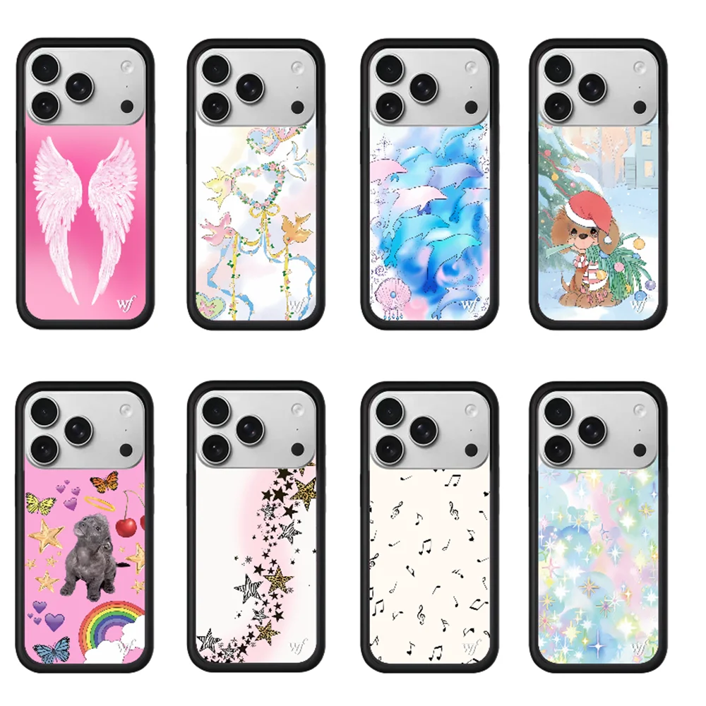 Wildflower INS Strawberry Wings Cartoon Phone Case for iPhone 16 Pro Max 12 13 14 15 Plus 17 Pro Air 3D WF Case Cute Punny Cover