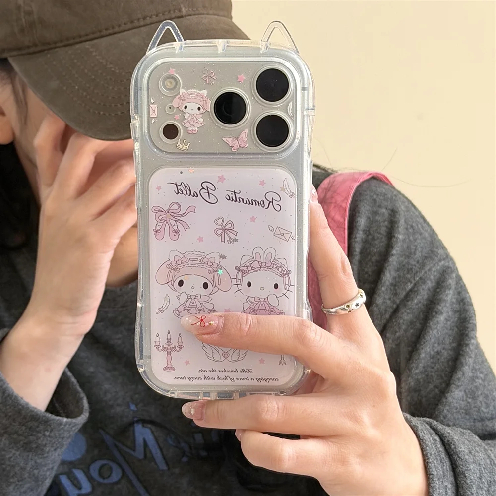 Cute cartoon Melody HelloKitty suitable for iPhone 17 Pro Max 14/15/16 13 Pro Max protective case anti fall all inclusive