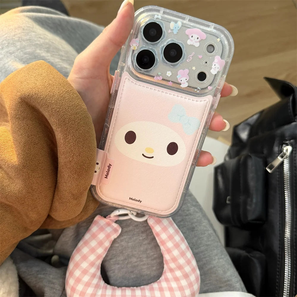 Cute cartoon leather HelloKitty with hanging accessories suitable for iPhone 17 Pro Max 14/15/16 13 Pro Max protective case, ant