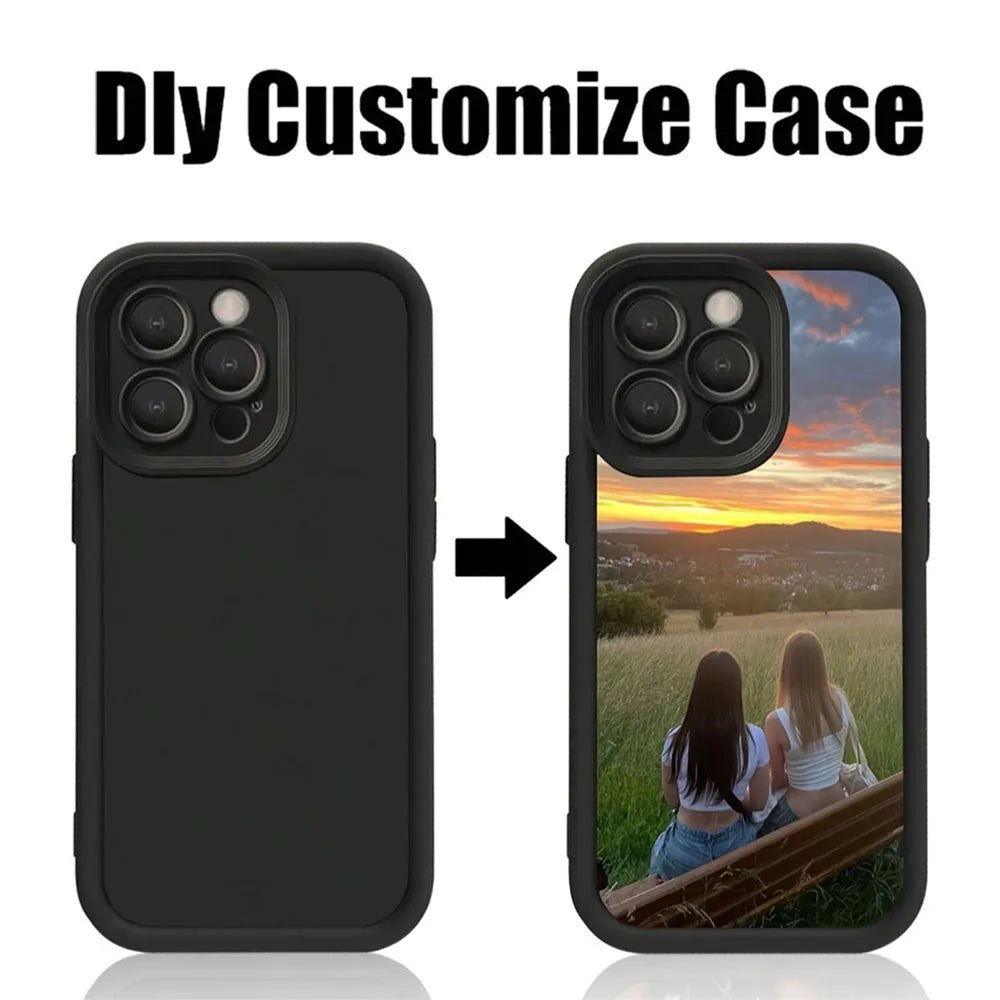 Custom Black Case For iPhone 11 12 13 14 15 16 17 Pro Max SE 2020 2022 X XS XR 17Air 12/13Mini 7 8 Plus 16e TPU Soft Shell Cover
