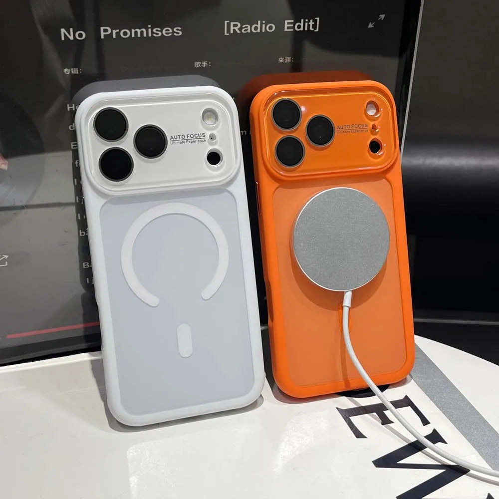Q7 Large Window Glass Lens Colorful Acrylic For Magsafe Magnetic Phone Case For iPhone 17 16 15 14 13 Pro Max Shockproof Cover