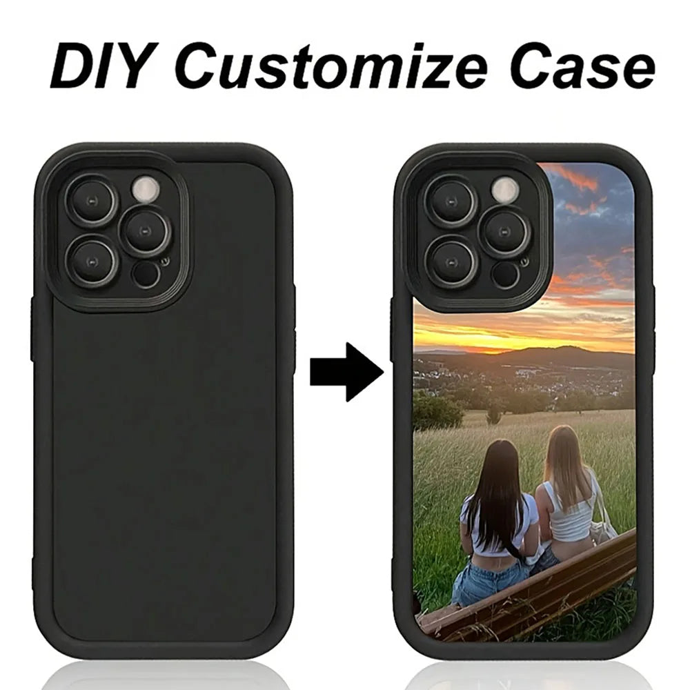 Custom Black Case For iPhone 11 12 13 14 15 16 17 Pro Max SE 2020 2022 X XS XR 17Air 12/13Mini 7 8 Plus 16e TPU Soft Shell Cover