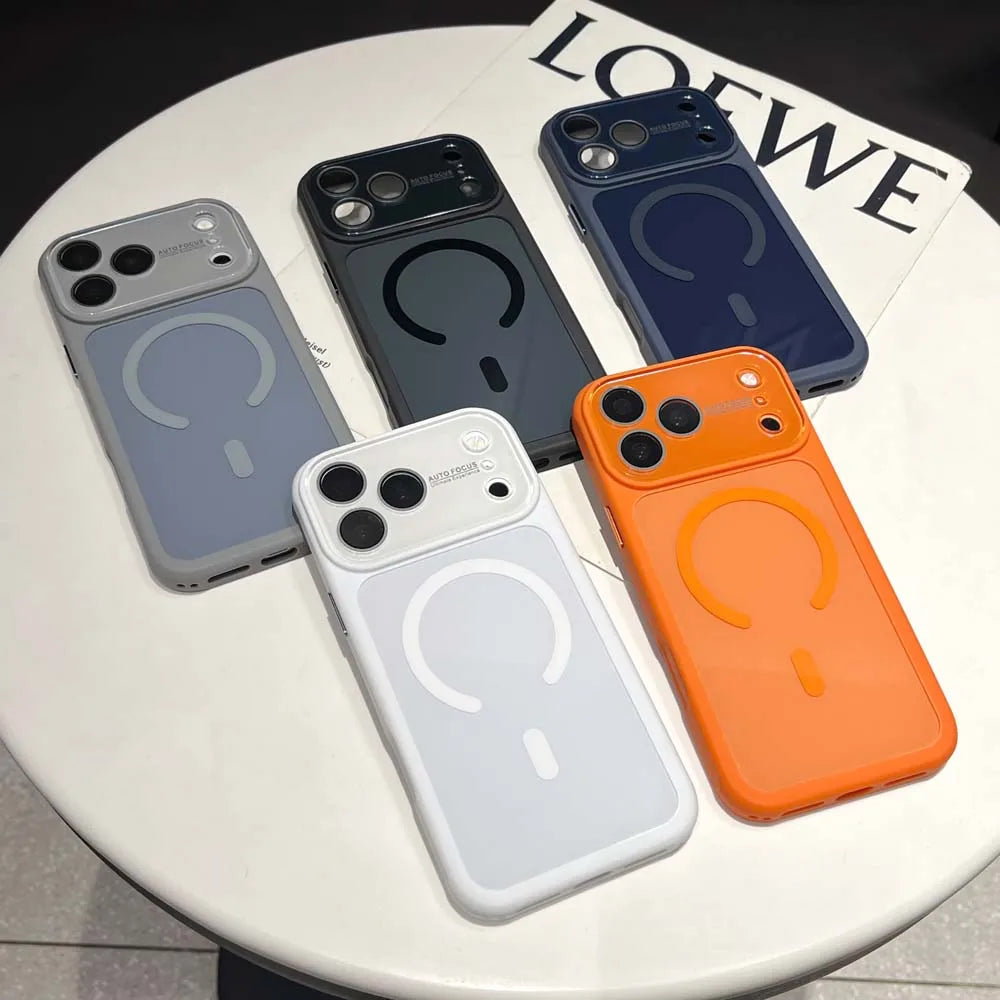 Q7 Large Window Glass Lens Colorful Acrylic For Magsafe Magnetic Phone Case For iPhone 17 16 15 14 13 Pro Max Shockproof Cover
