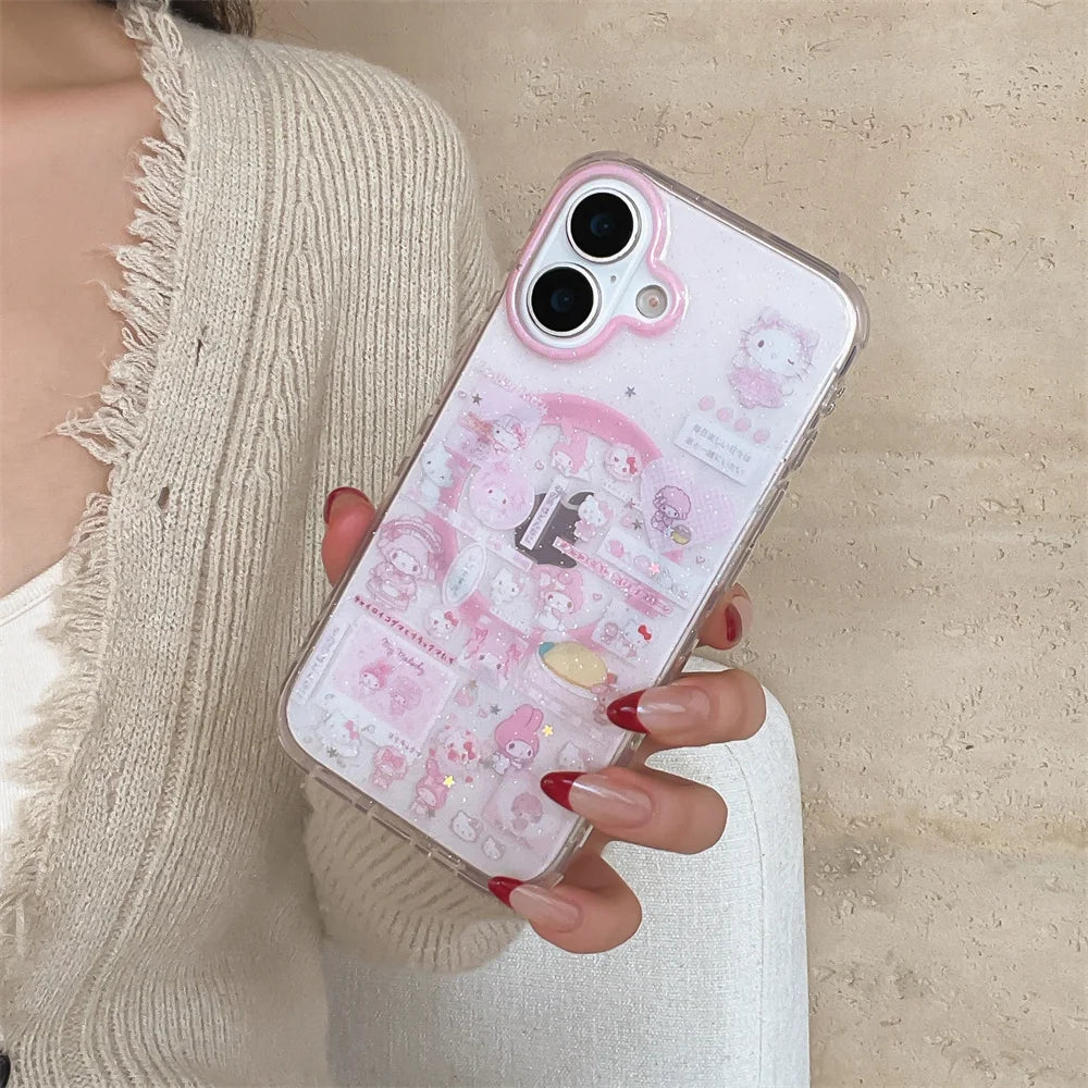 Cute pink Melody KT cat strap with FRO magnetic bracket suitable for iPhone 17 Pro Max, 13, 14, 15, 16 Pro all inclusive anti fa
