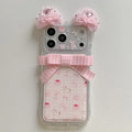 Luxurious cute sweet 3D plush ears bow bunny phone case for iPhone 16 17 Pro Max 14 15 Pro fundas shockproof new protective case