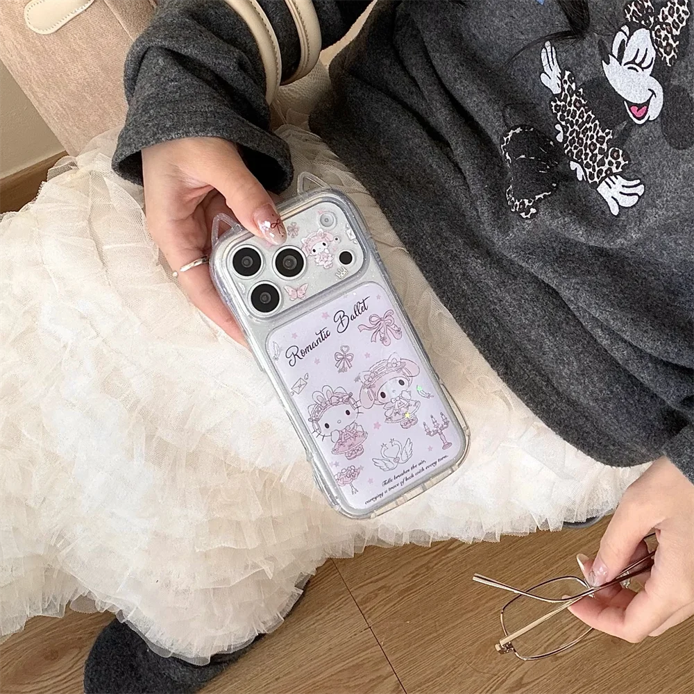 Cute cartoon Melody HelloKitty suitable for iPhone 17 Pro Max 14/15/16 13 Pro Max protective case anti fall all inclusive