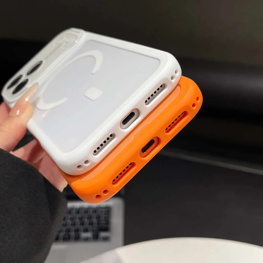 Q7 Large Window Glass Lens Colorful Acrylic For Magsafe Magnetic Phone Case For iPhone 17 16 15 14 13 Pro Max Shockproof Cover
