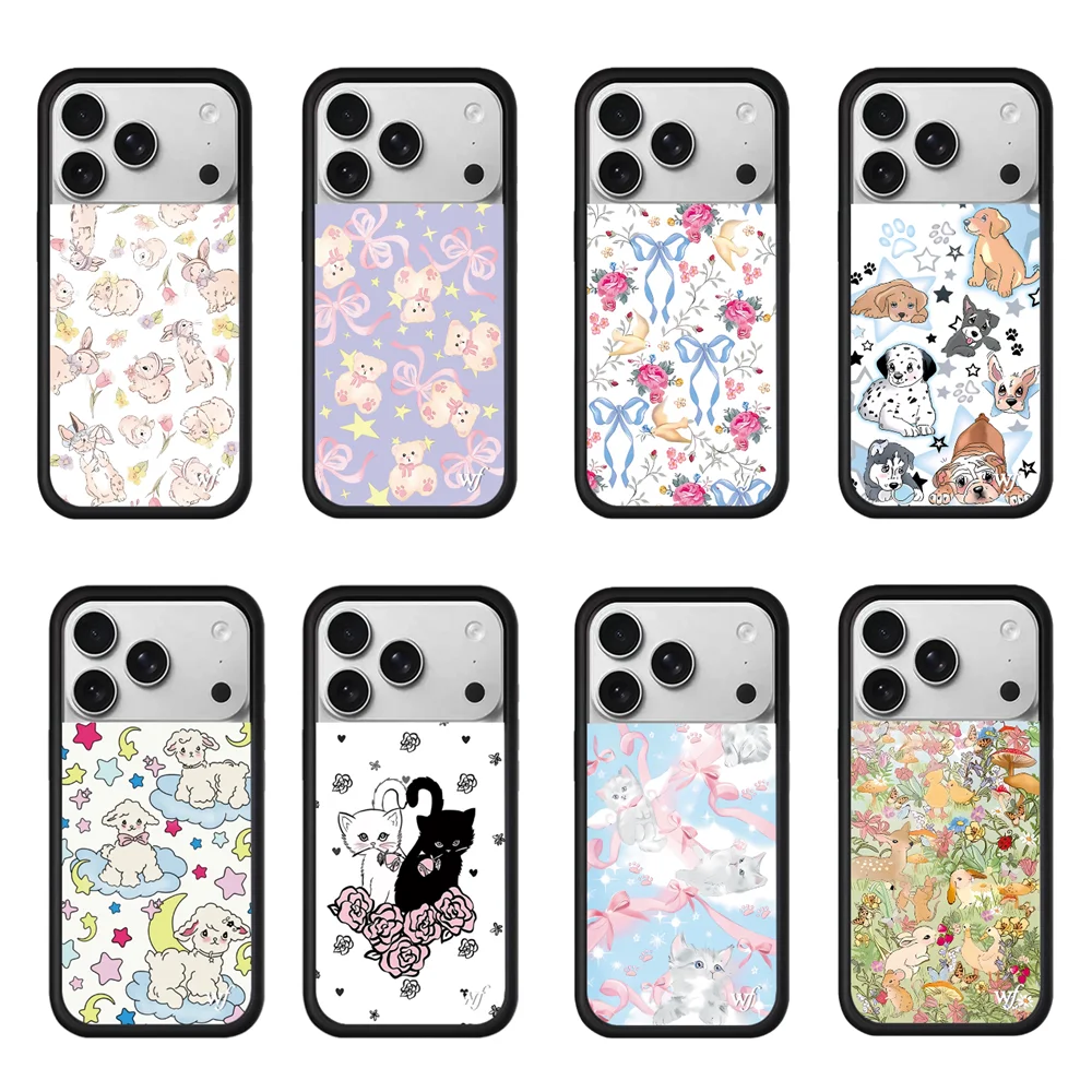 Wildflower INS 3D WF Cute Rabbit puppy Cartoon Phone Case for 17 Pro Max 12 13 14 15 Pigeon 16 Plus 16 15 pro kitten Lamb Cover