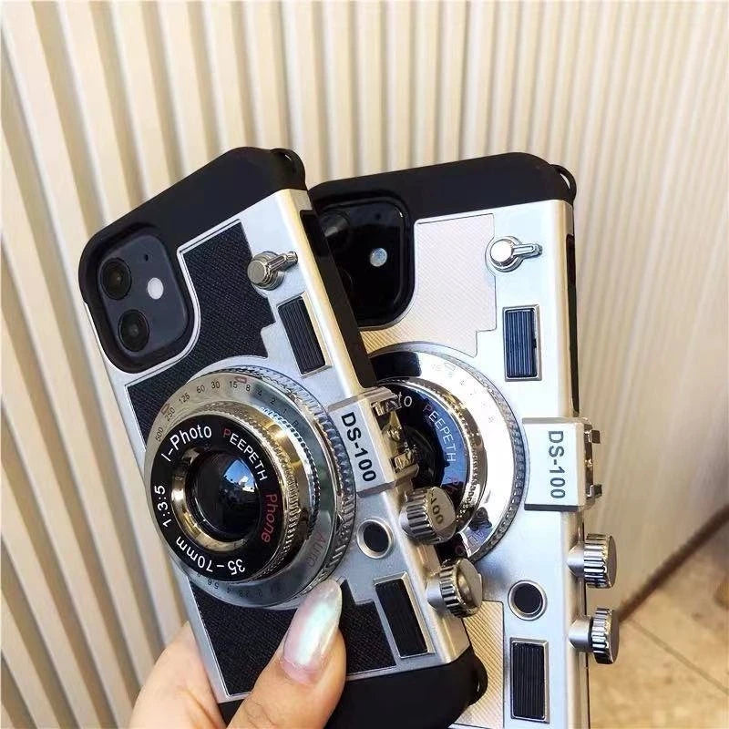 Emily In Paris Leather Case for IPhone XS XR X 7 8 Plus 11 13 14 15 16 17 Pro Max 12 Mini Cover sling Retro Camera 17 Air case