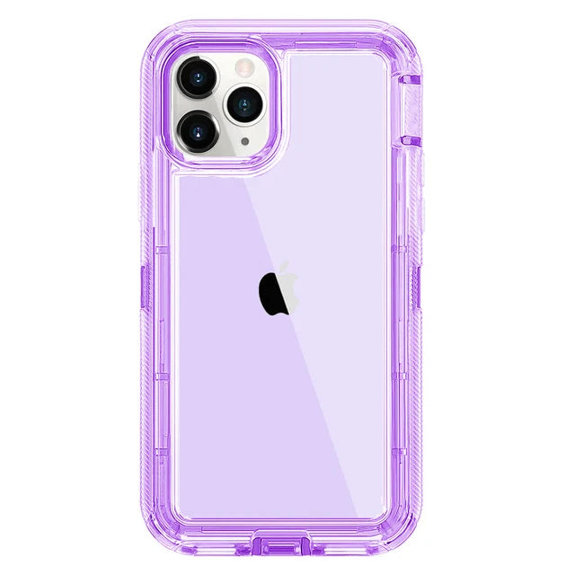 3 IN1 For iPhone 15 14 11 12 13 16Pro Max MINI XR XS X XSMAX SE 6 7 8 Plus Transparent Shockproof Armor Glossy Plain Phone Cover