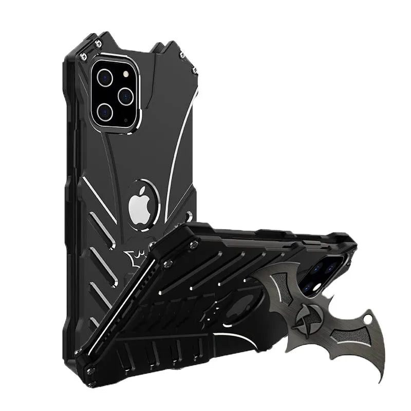 Metal Armor Back Case for iPhone 16 15 14 13 12 Pro Max 15Plus 14Plus Shockproof Anti-Drop Aerospace Aluminum Batman Phone Cover