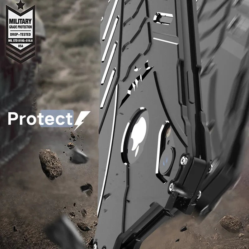 Metal Armor Back Case for iPhone 16 15 14 13 12 Pro Max 15Plus 14Plus Shockproof Anti-Drop Aerospace Aluminum Batman Phone Cover