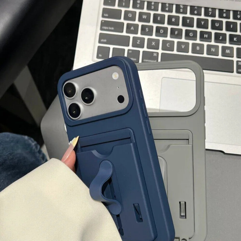 Luxury Card Wallet Slot Stand Holder Colorful Case for iPhone 17 Pro Max Air 16 Plus 11 12 13 14 15 Pro Bracket Shockproof Cover