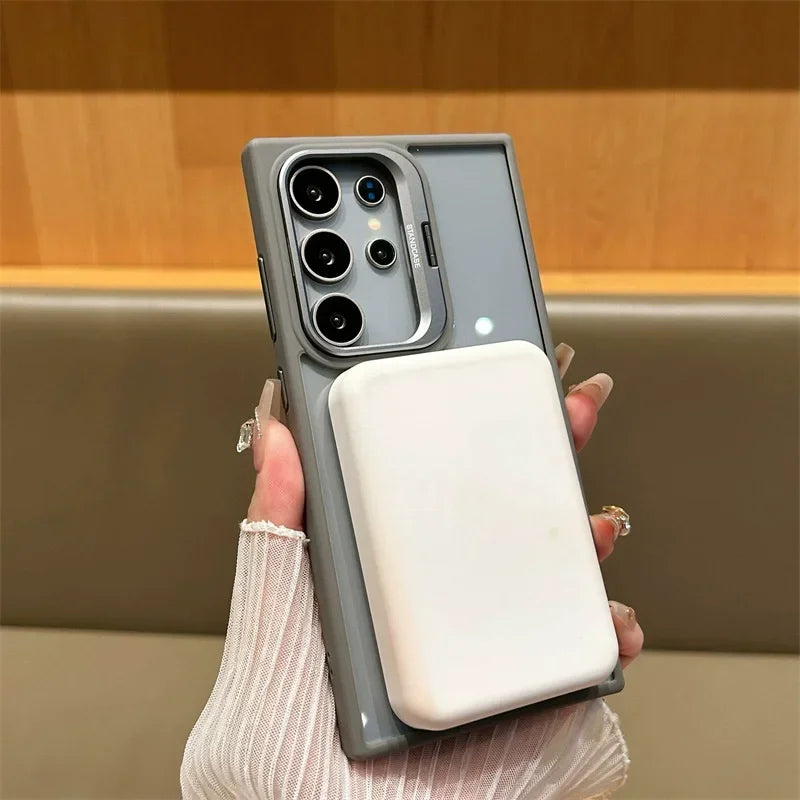 For Magsafe Magnetic Wirelesss Charge Case For Samsung Galaxy S24 S22 S23 Ultra S23 FE Plus Camera Protector Holder Clear Cover