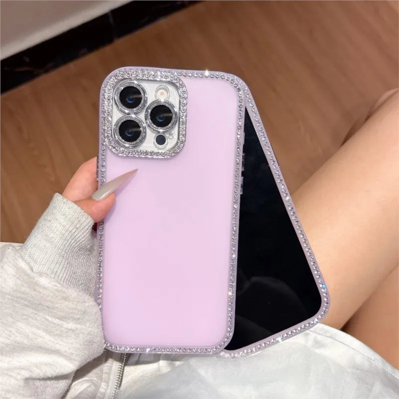 Aesthetic Shining Diamond Case For iPhone 16 15 14 13 12 Pro Max Plus 11 Luxury Full Rhinestones Candy Jelly Hard Acrylic Cover