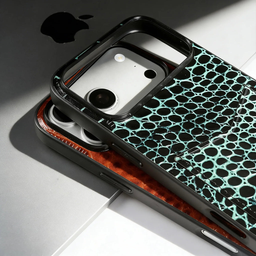 Real Leather With Card Holder Case For iPhone 17 Pro max Air 16 pro 15 14 13 12 Luxury  Protective Shell Crocodile Pattern Coque