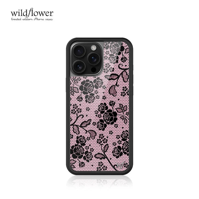 Wildflower Lace Lover Cool Girl Shockproof Phone Case for iPhone 12 13 14 15 16 17 Pro Max Fashion Flower Anti-Fall Back Cover﻿﻿