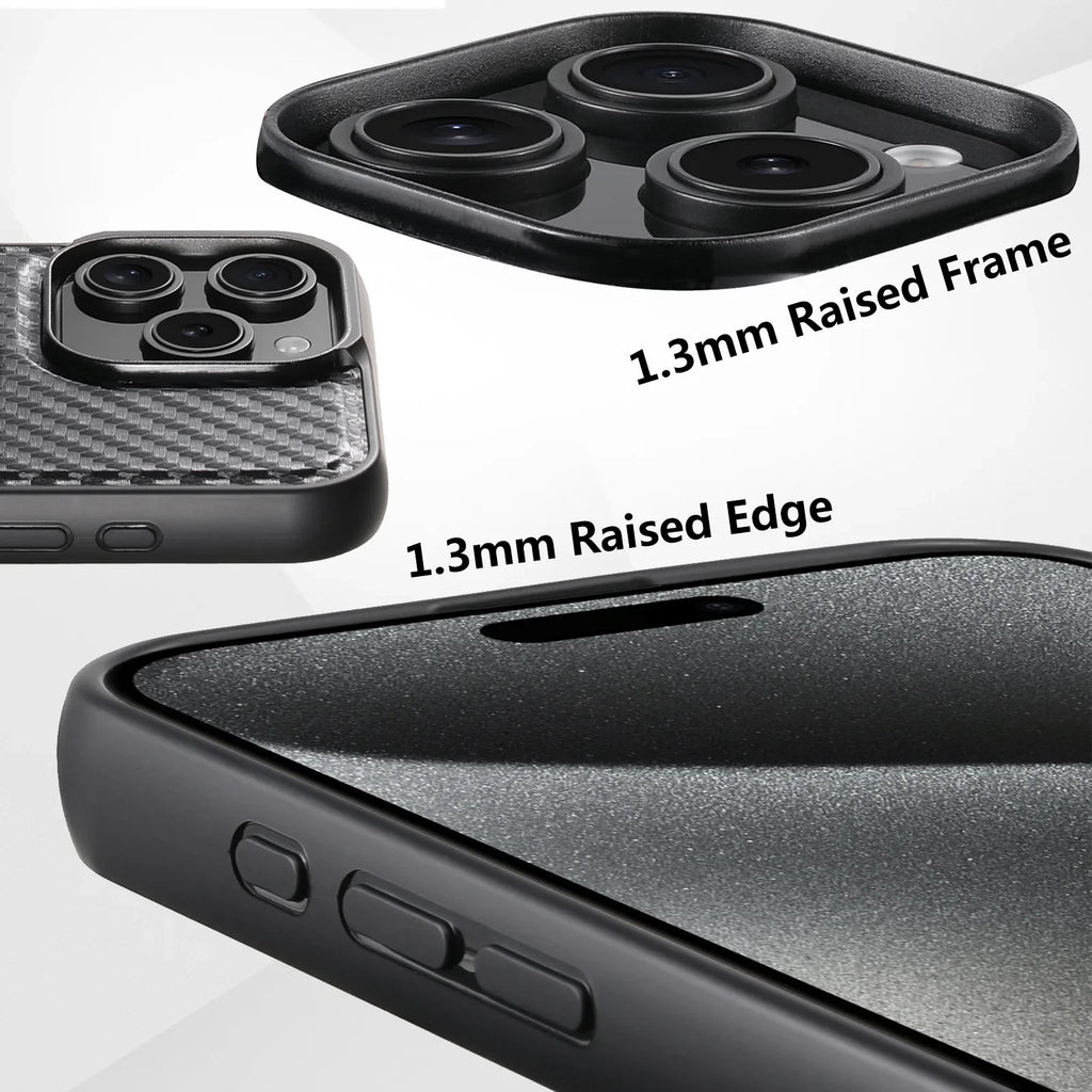 Magnetic Charging Bracket Ring Phone Case for iPhone 16 Pro Max 17 Air 15 Plus 14 13 12 Carbon Firber Texture Leather Back Cover