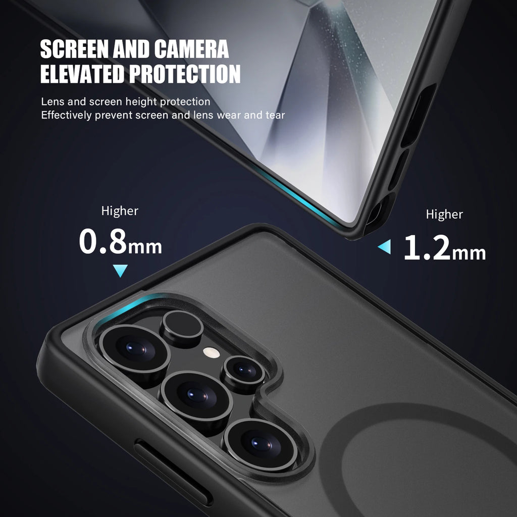 Matte Clear Magnetic Charging Phone Case For Samsung Galaxy S26 S24 S25 Ultra S24+ S25+ Shockproof PC Back TPU Edges Cover