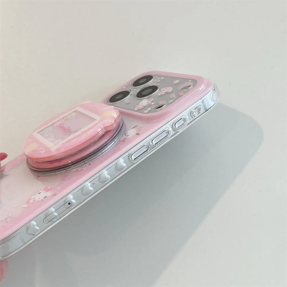 Kawaii Kuromi HelloKitty Magnetic Phone Case With Magsafe Shake Cartoon Stand  for iPhone 17 Pro 16 15 16 Max 15 Pro Max Cover