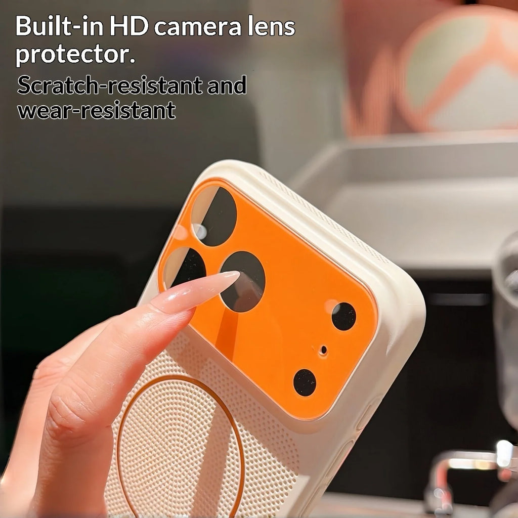 Luxury Mesh Heat Dissipation Magnetic Case for iPhone 17 Air 16 15 14 13 Pro Max for Magsafe Lens Protection Two Tone Slim Cover