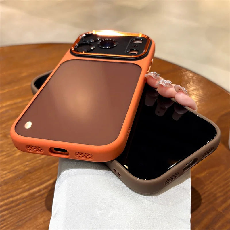 High-end Metal Camera Ring Case for iPhone 17 Pro Max，17 Pro，Smoke Black Translucent Cover with Acrylic Military Shockproof