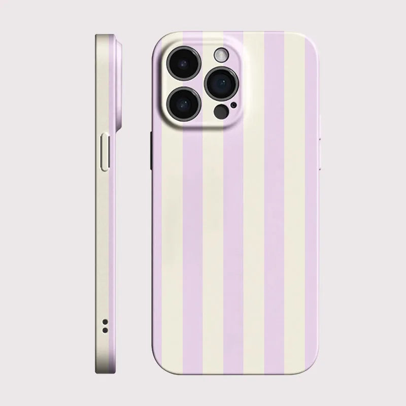 Phone Case For iPhone 17 16 15 14 13 12 11 Pro Max Air 16e 7 8 Plus XS Max X XR Purple Stripe Hard PC Bumper Cover Coque