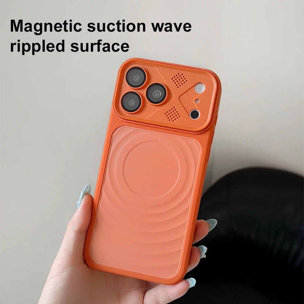 Wavy Pattern For Magsafe Magnetic Case For iPhone 17 Pro Max 16 15 14 13 11 12 Pro Max Lens Glass Protective Shockproof Cover