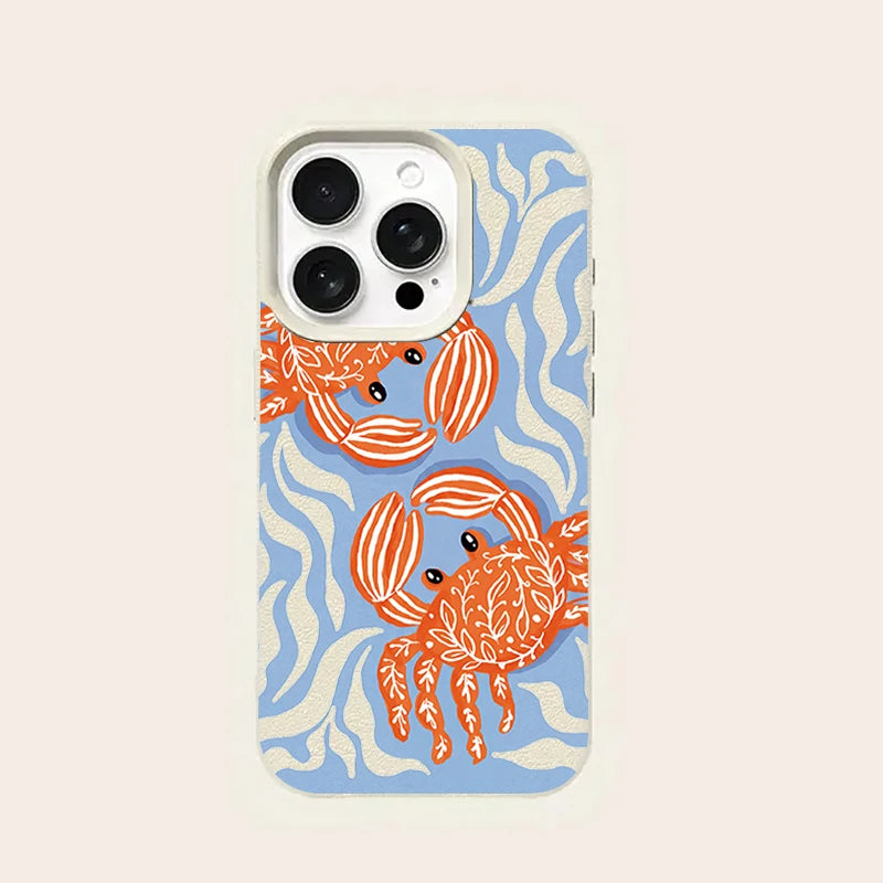 Orange Crab Wave Line Phone Case For iPhone 17 Pro Max 16 15 14 13 12 11 Pro 14 15 Plus 17Air Shockproof Silicone Soft Cover