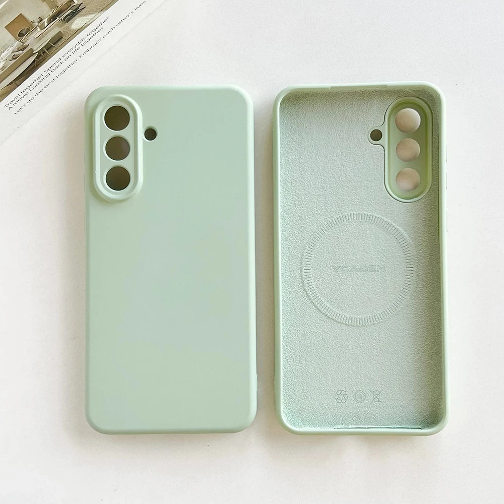 Original Liquid Silicone Magnetic Case For Samsung Galaxy S26 S25 S24 S 26 Ultra Plus S26Ultra Cases Wireless Charge Soft Cover