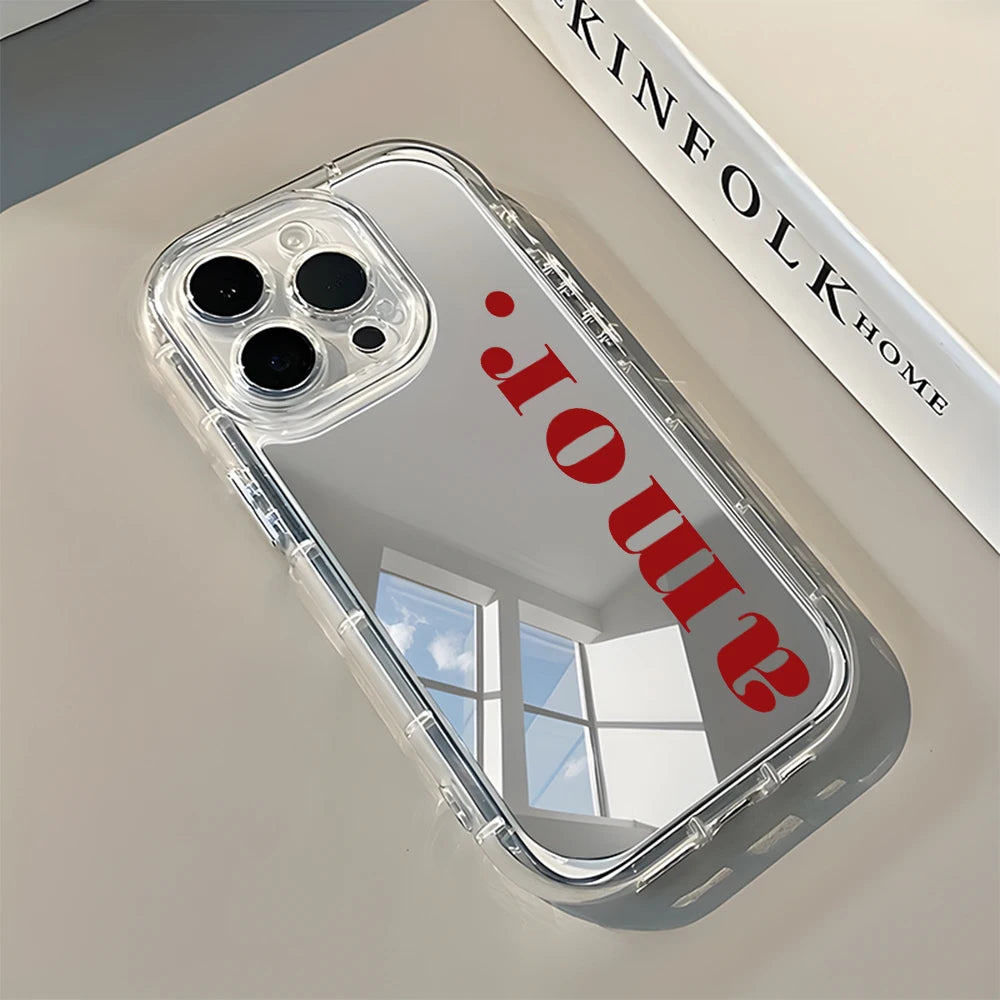 Romantic Text Back Mirror Phone Case For iPhone 17 16 15 14 13 12 11 Pro Max 17 Air X XR XS 7 8 Plus Shockproof Soft Cover