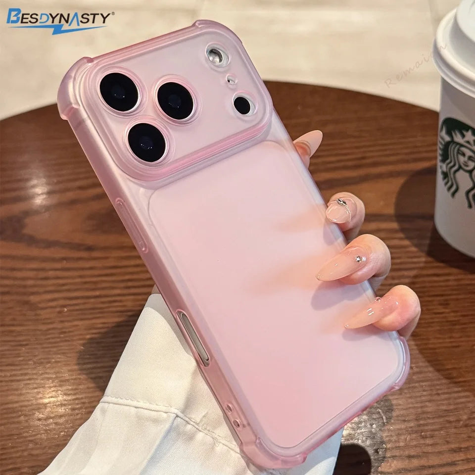Cute Matte Clear Phone Case for iPhone 17 Air 16E 14 15 16 11 12 13 Pro Max Plus Shockproof Protector Cover