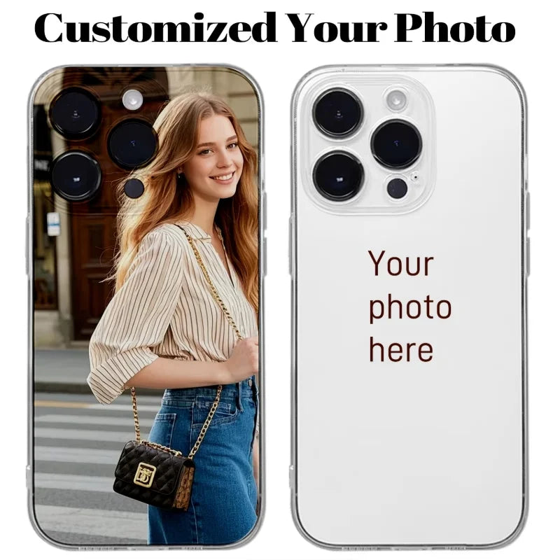 DIY iPhone 17 16 15 14 13 12 11 Pro 11 12 Mini XS Max XR 8 7 6 Plus Air Customized Photo Transparent TPU Phone Protective Case