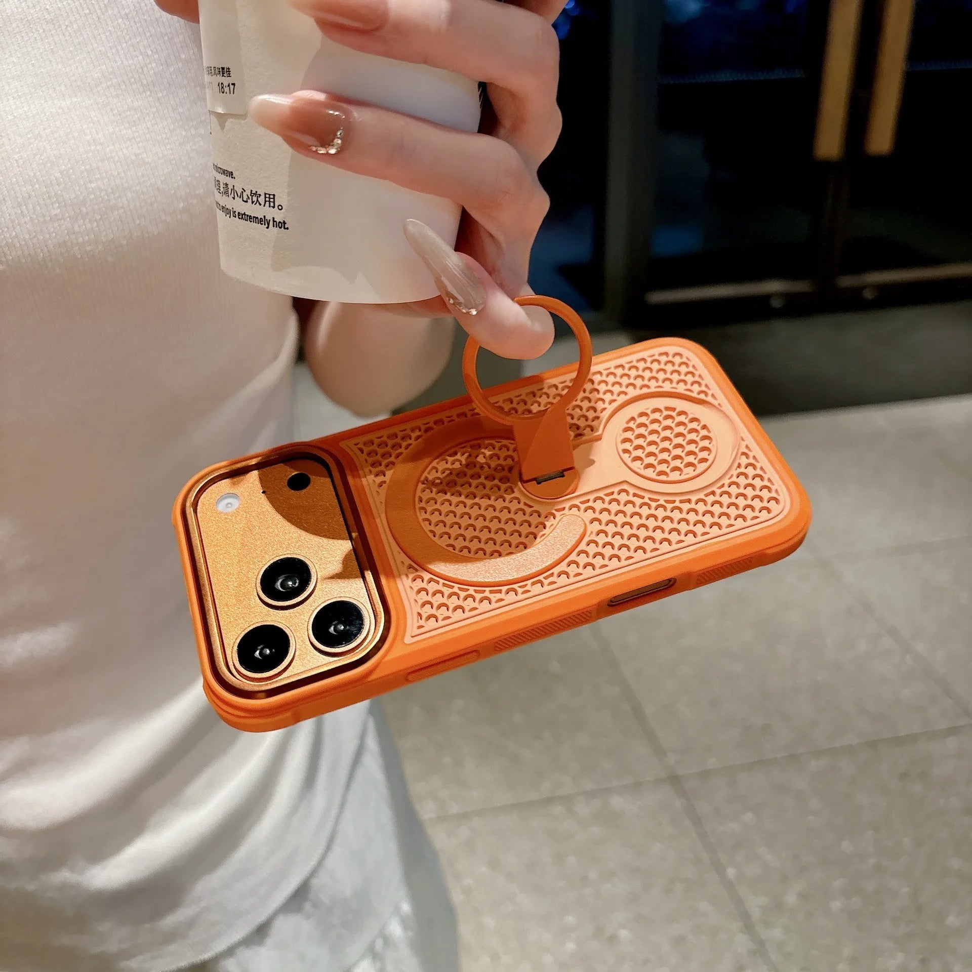Invisible Support Bracket Cooling Heat Dissipation Phone Case For iPhone 17 16 15 14 13 12 11 Pro Max Breathable Magnetic Cover