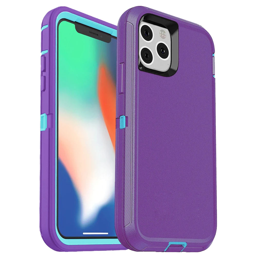 3 in1 For iPhone 15 14 Plus 13 12 11 Pro Max XS Max Shockproof Defend Case Cover+Belt Clip Heavy Duty Case For iPhone 7 8 Plus