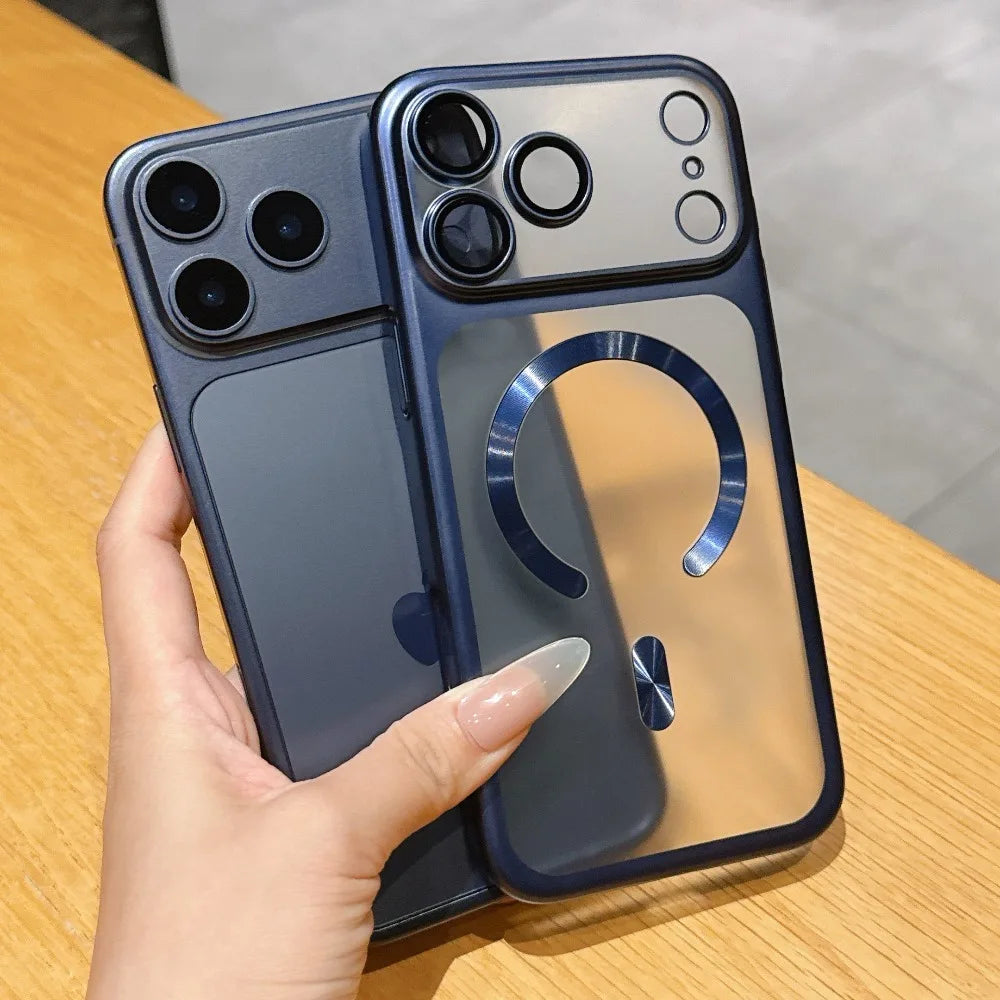 Luxury For Magsafe Magnetic Phone Case For iPhone 17 16 15 14 13 Pro Max 17Pro 16Pro Air Lens Protection Translucent Matte Cover