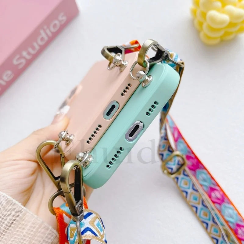 Classic Strap Case For Xiaomi POCO X8 X7 X6 M7 Mi 15T 14T 13T Redmi Note 15 Pro Plus Crossbody Neck Lanyard Soft Silicone Cover