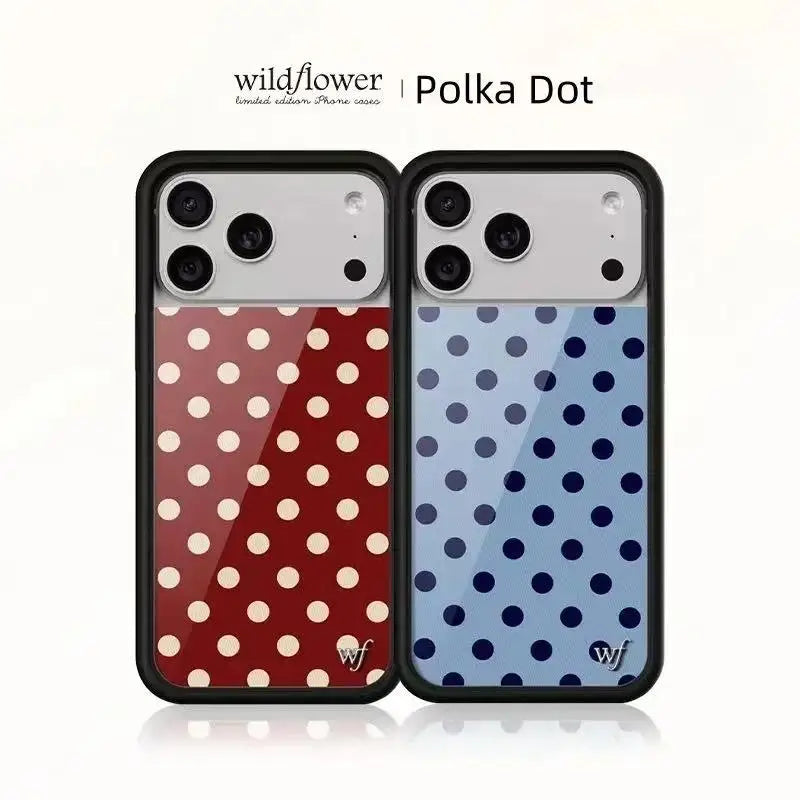 Wildflower 3D Cute Black white brown yellow Polka Dots wf Phone case For iPhone 13 12 14 15 16 17 Pro Max Plus Wave point Cover﻿
