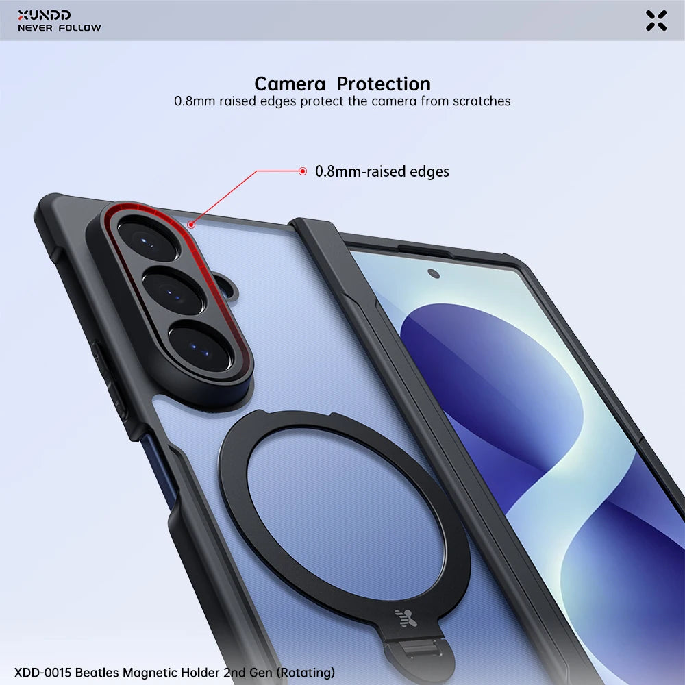 XUNDD For Samsung Galaxy Z Fold 8 Ultra Case Shockproof Airbag Cover with Magnetic Stand Kickstand PC+TPU Clear Funda Capinha