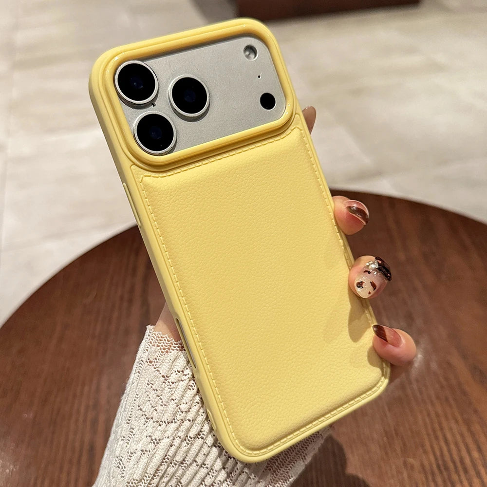 Luxury Leather Texture Air Cushion Case For iPhone Air 17 16 15 14 13 12 11 Pro XR X XS Max 8 7 6Plus Candy Color Silicone Cover