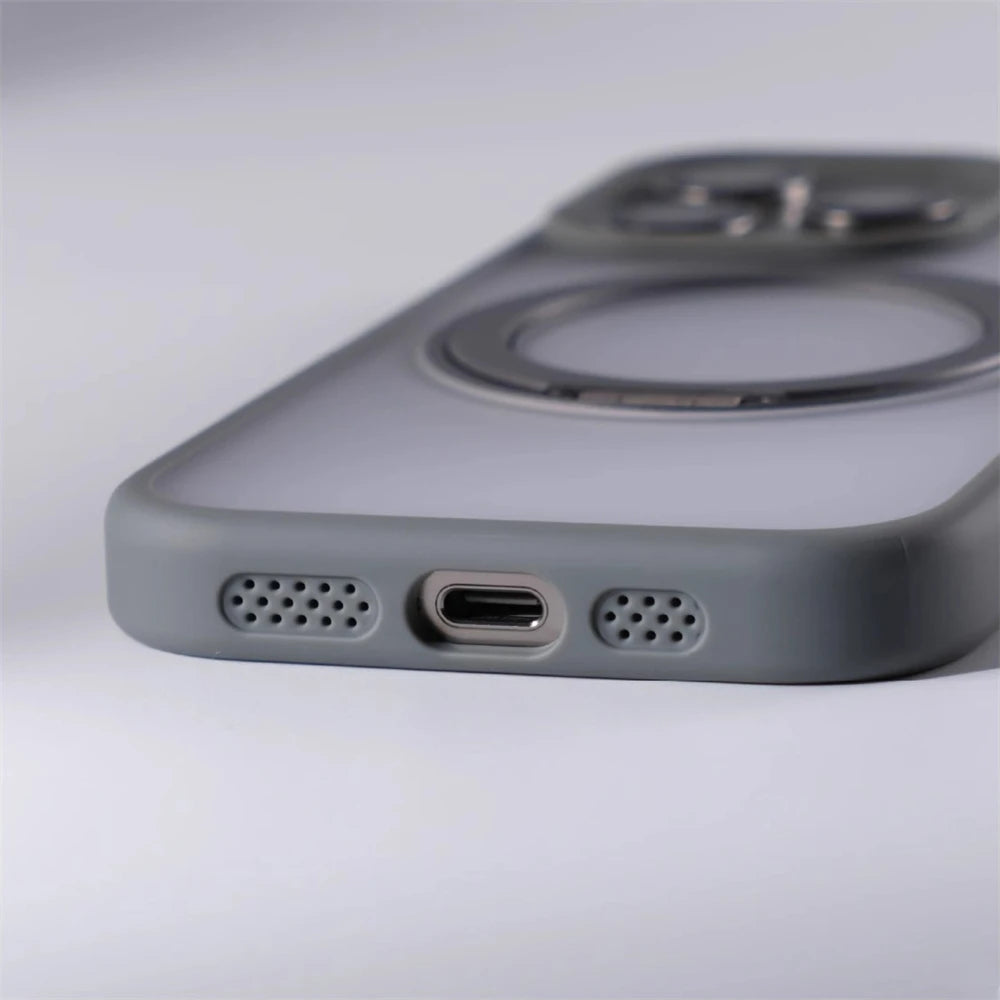 360° Rotation Metal Ring Holder Magnetic Bumper Case for iPhone 16 Pro Max 15 14 13 For Magsafe Wireless Charge Shockproof Cover