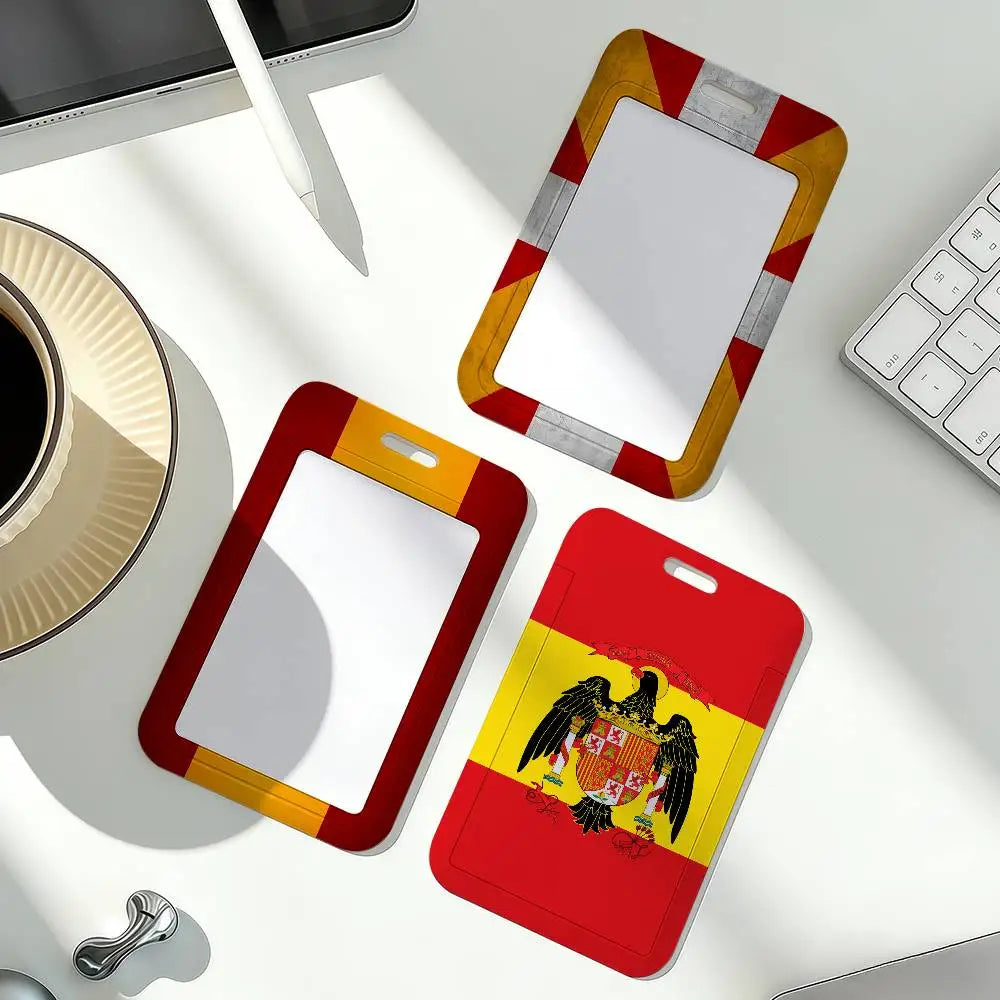 Spain Flag Card Holder Student Campus Meal Cards Public Transport Subway Cardcase