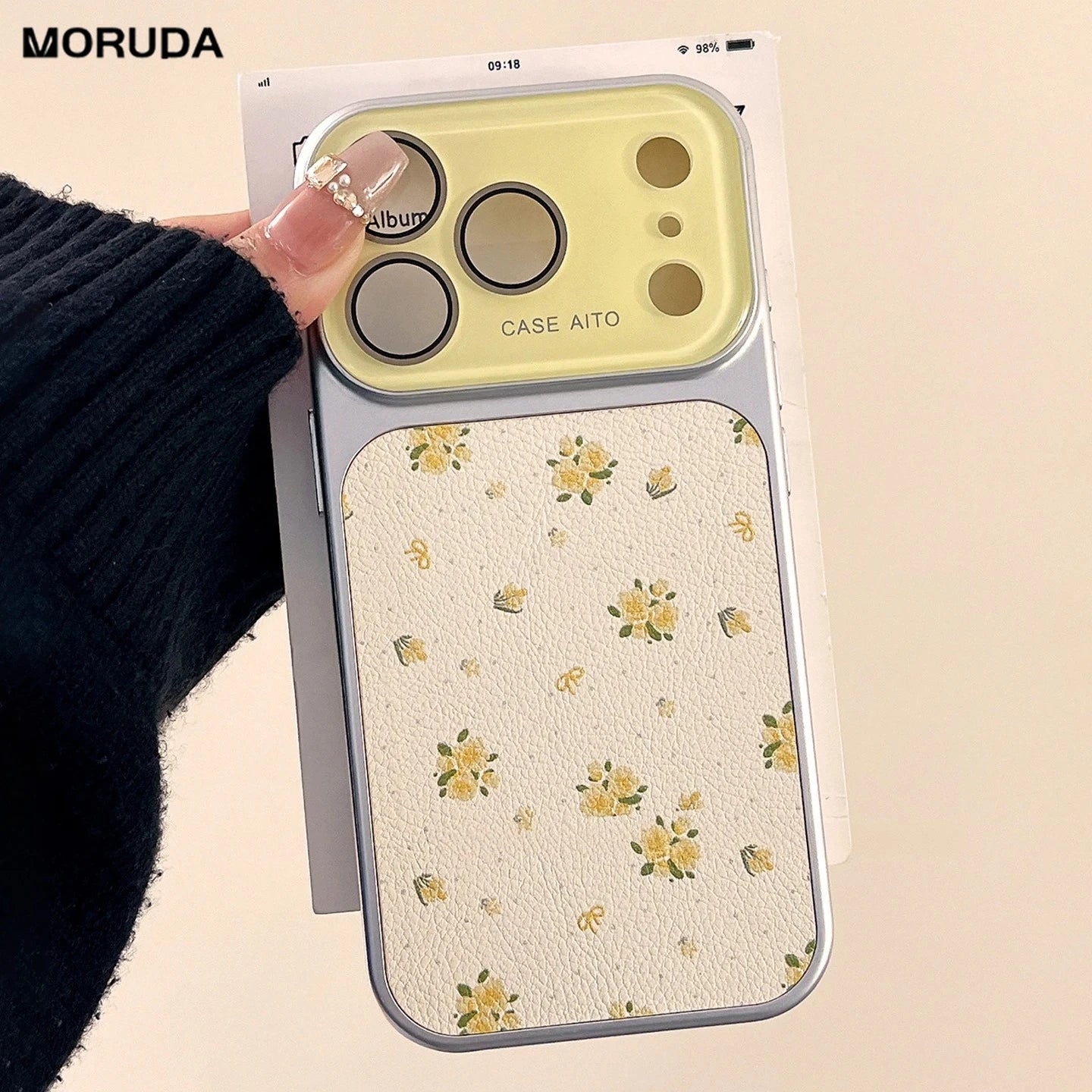 Luxury Ins Flower Large Window Phone Case for iPhone 17 16 Pro Max 14 15 13 Camera Film Protector Shockproof Ultra Slim Cover