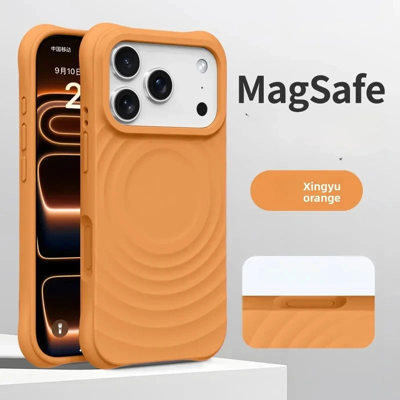 Offical Phone Case For iPhone Air 17 16 15  Pro Max Water Ripple Silicone For Magsafe Wireless Charge Magnetic Soft Cover