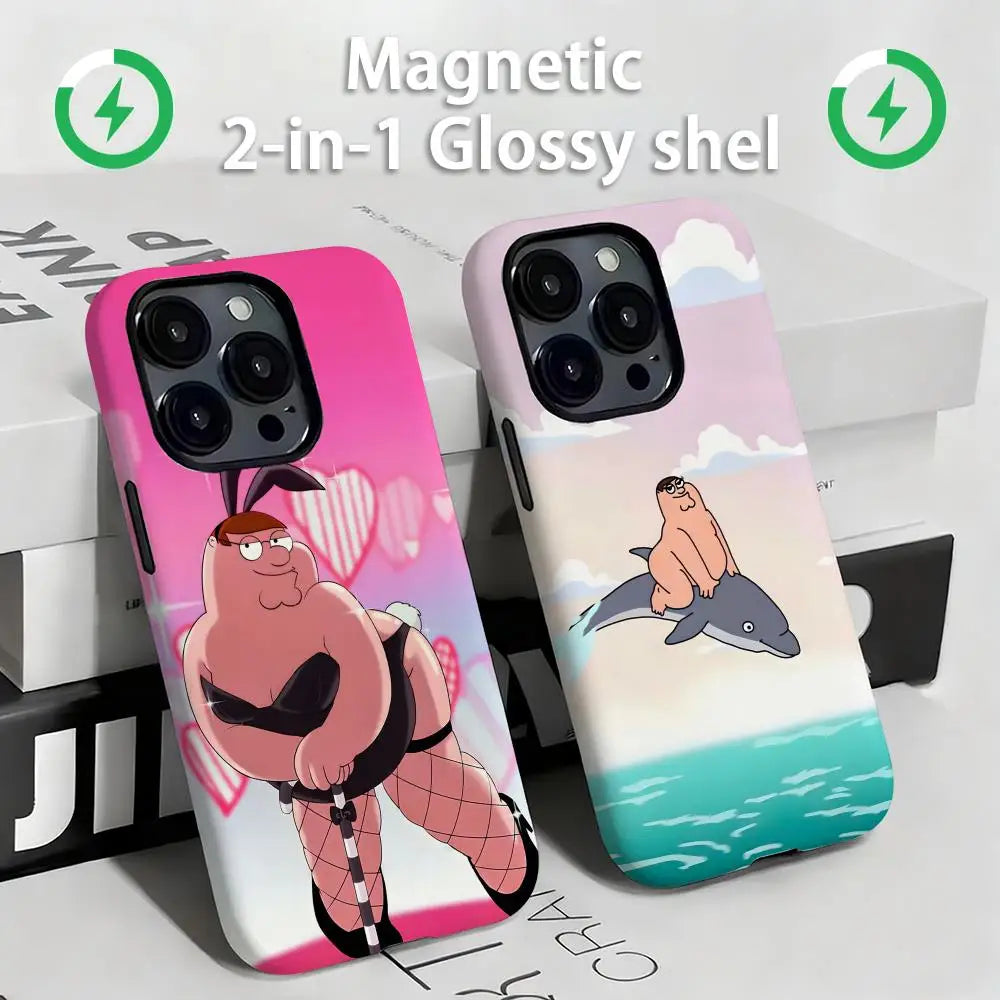 Family Guy Peter Griffin   Phone Case Magnetic 2-in-1 Glossy shell For iPhone17 16e 16 15 14 13 12 11Pro Max Plus