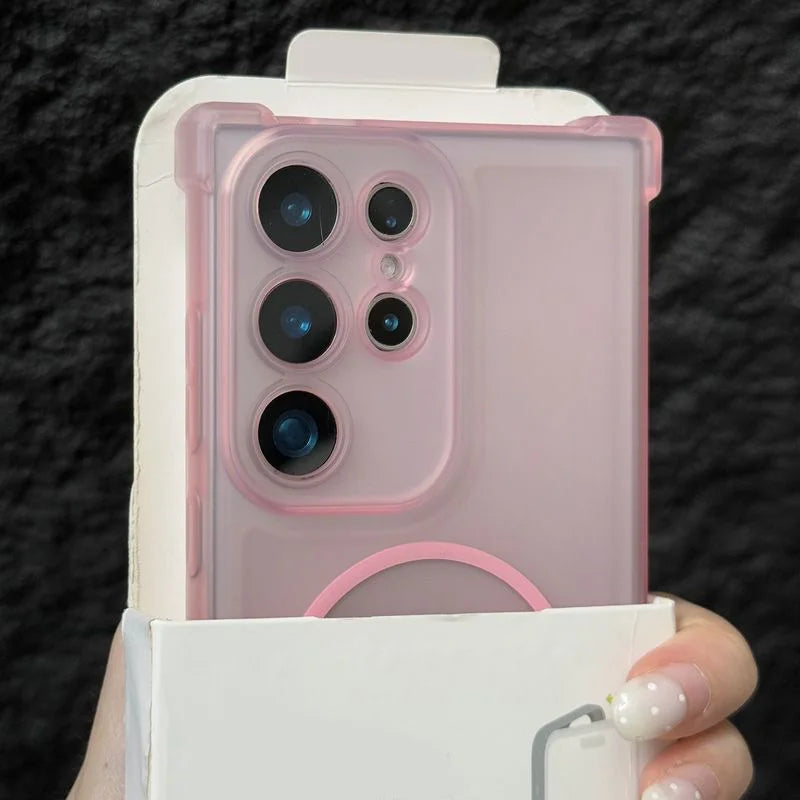 Matte For Magsafe Magnetic Translucent Soft Case For Samsung Galaxy S26 S25 S24 S23 S22 Plus Ultra Four-Corner Airbag TPU Cover