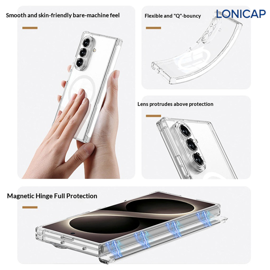 Phone Case For Samsung Galaxy Z Fold 8 Ultra Magnetic Clear Airbag Shockproof Soft Cover Hinge Cover Side Bag Luxury Slim Guards
