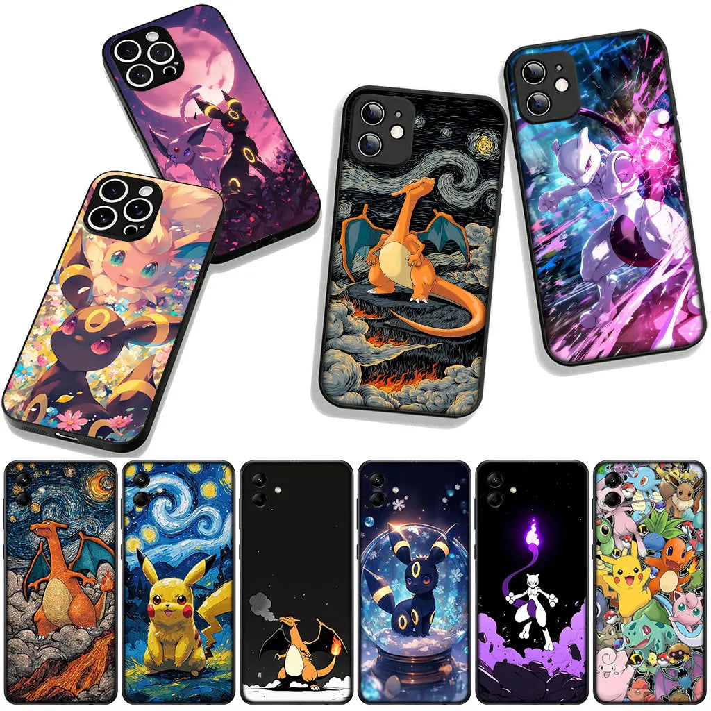 Charmander P-Pokemons Mewtwo P-Pikachus Phone Cover for Apple iPhone 16 15 14 Plus 13 12 Mini 17 Pro Max + ProMax 16E Air Case