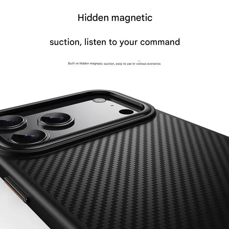 600D Carbon Fiber Texture for Magsafe Case for IPhone 17 Pro Max 17 Air 16 15 Plus Magnetic Wireless Charging Metal Lens Cover